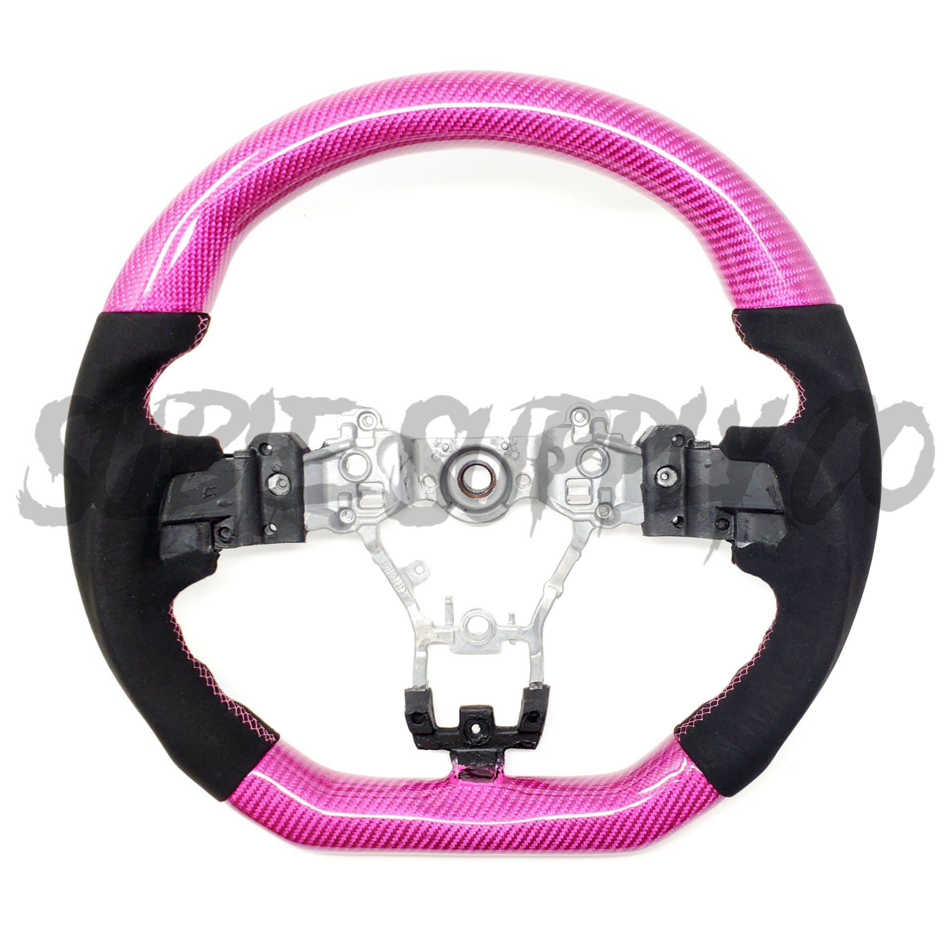 SSC BLACK ALCANTARA/PINK CARBON FIBER STEERING WHEEL WITH PINK STITCHING - 2015-2021 WRX/STI