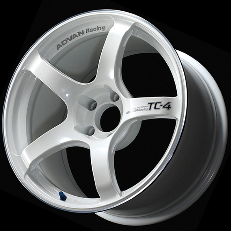 Advan TC4 18x8.5 +38 5x114.3 Racing White Metallic & Ring Wheel