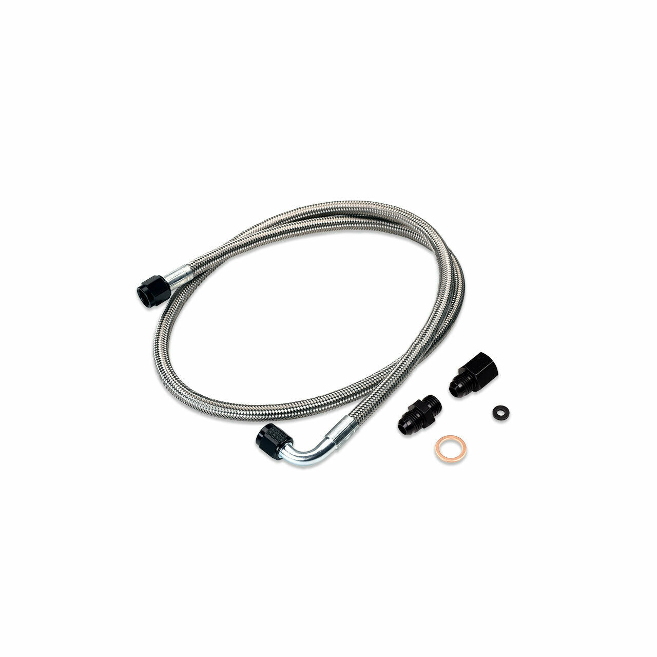 IAG Performance High Pressure Braided Power Steering Line (OEM Routing) - 2002-07 WRX, 2004-07 STI