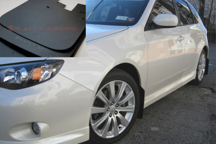 RALLY ARMOR BASIC MUD FLAPS - BLACK LOGO - 08-11 IMPREZA, 08-10 WRX