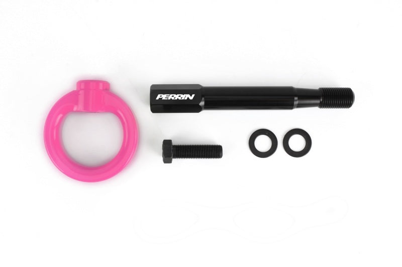Perrin Tow Hook Kit (Rear) - Hyper Pink - Black - 2022+ WRX, 18-23 Crosstrek