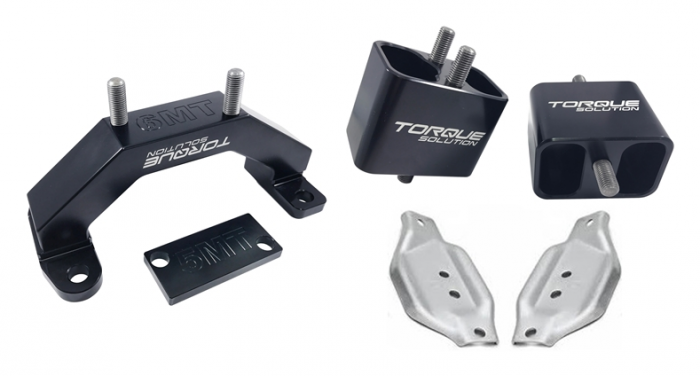 Torque Solution Solid Billet Mount Package w/ Subaru OEM Mount Plates - 2002-2014 WRX, 2004-2021 STI
