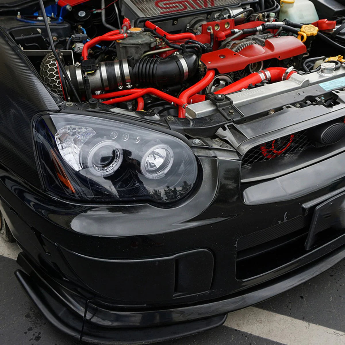 Spec-D Halo Style Projector Headlights w/ Gloss Black Base and Smoke Lense - 2004-2005 WRX, 2004-2005 STI w/ OEM Halogen Lights