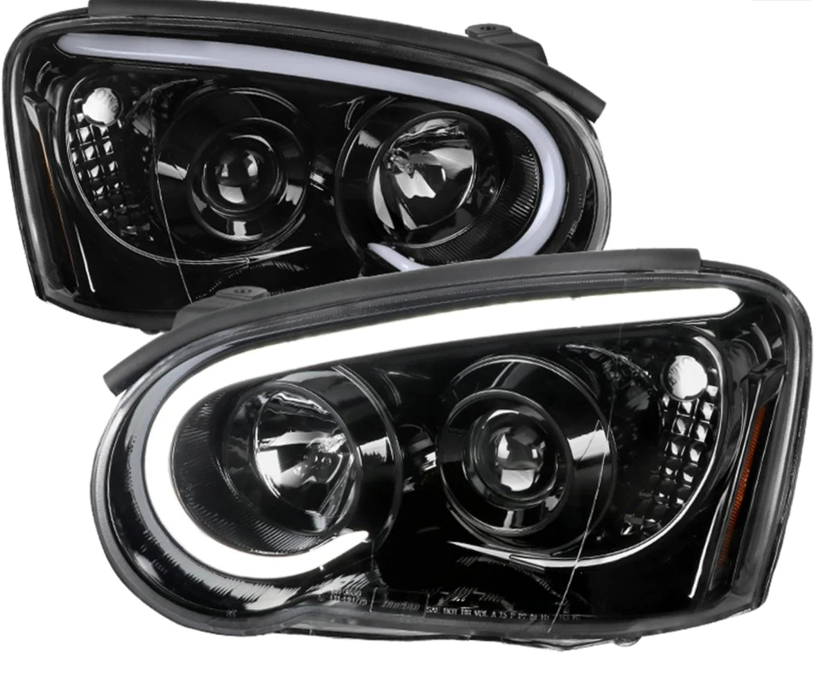 Spec-D LED Bar Style Projector Headlights w/ Gloss Black Base and Clear Lense - 2004-2005 WRX, 2004-2005 STI w/ OEM Halogen Lights