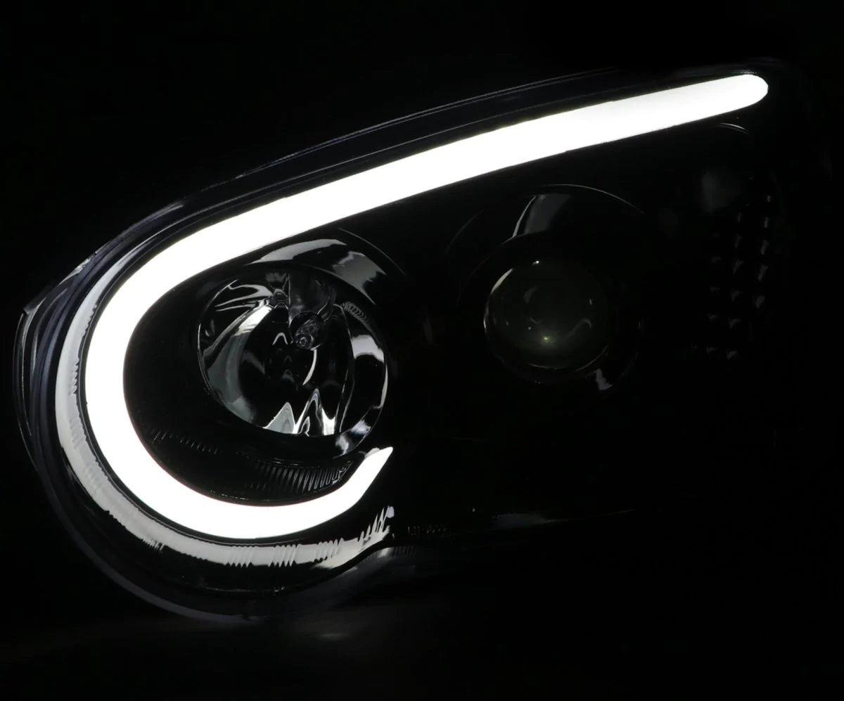 Spec-D LED Bar Style Projector Headlights w/ Gloss Black Base and Clear Lense - 2004-2005 WRX, 2004-2005 STI w/ OEM Halogen Lights