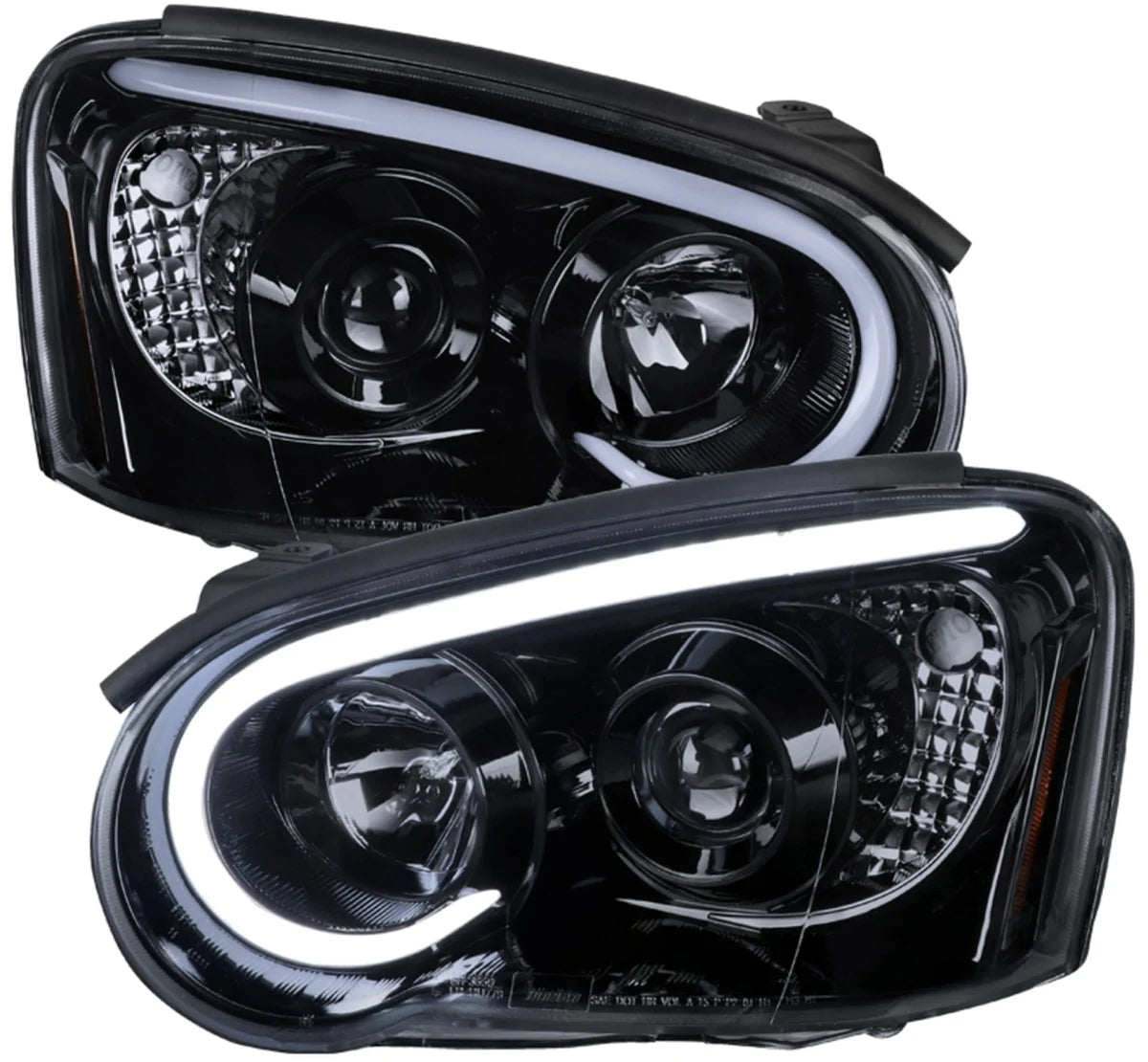 Spec-D LED Bar Style Projector Headlights w/ Gloss Black Base and Smoke Lense - 2004-2005 WRX, 2004-2005 STI w/ OEM Halogen Lights