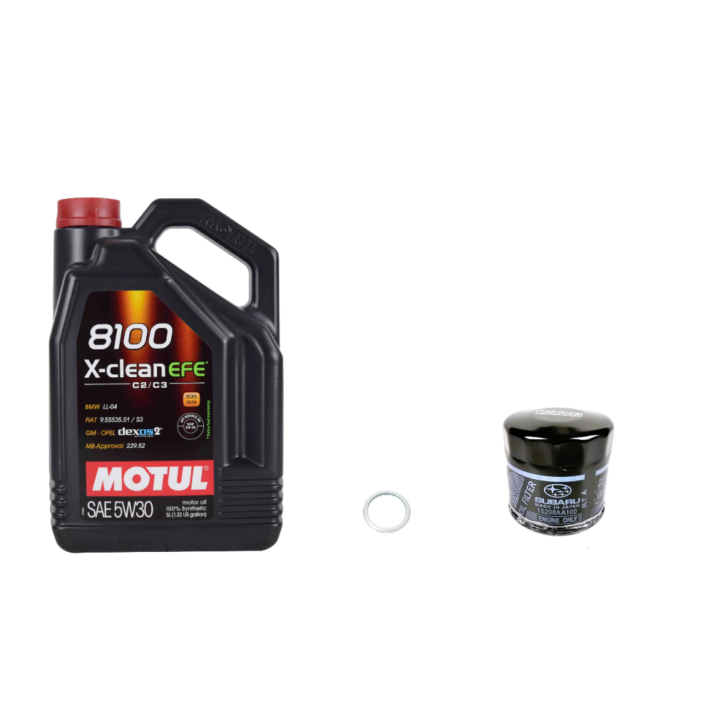 Motul 8100 5W30 X-CLEAN EFE Oil Change Kit - 02-14 WRX, 04-21 STI, 04-13 FXT, 05-09 LGT/OBXT