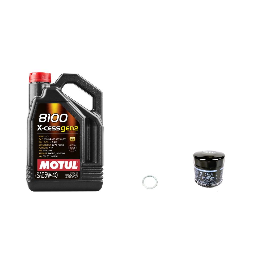 Motul 8100 5w40 X-CESS Gen2 Oil Change Kit - 02-14 WRX, 04-21 STI, 04-13 FXT, 05-12 LGT, 05-09 OBXT