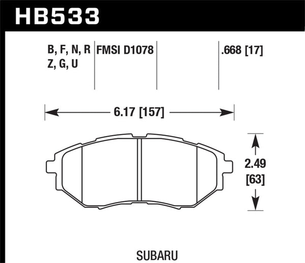 Hawk Performance Ceramic Brake Pad Set - Front - 15-21 WRX, 05-12 LGT