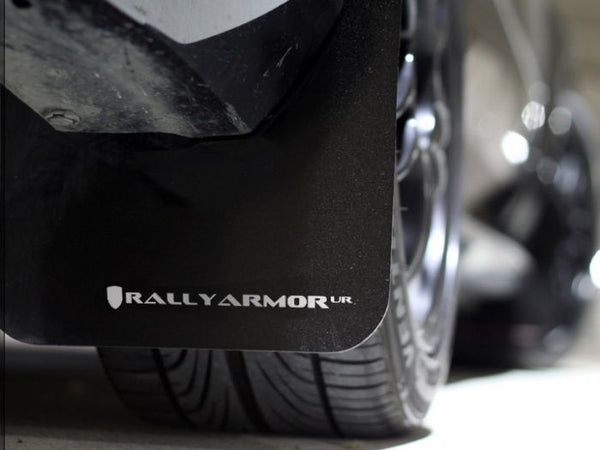 RALLY ARMOR UR MUDFLAPS - BLACK/WHITE LOGO - 02-07 IMPREZA, 02-07 WRX, 04-07 STI