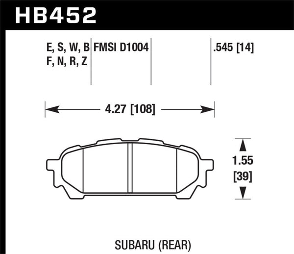 Hawk Ceramic Brake Pads - Rear - 04-05 WRX , 03-08 Forester