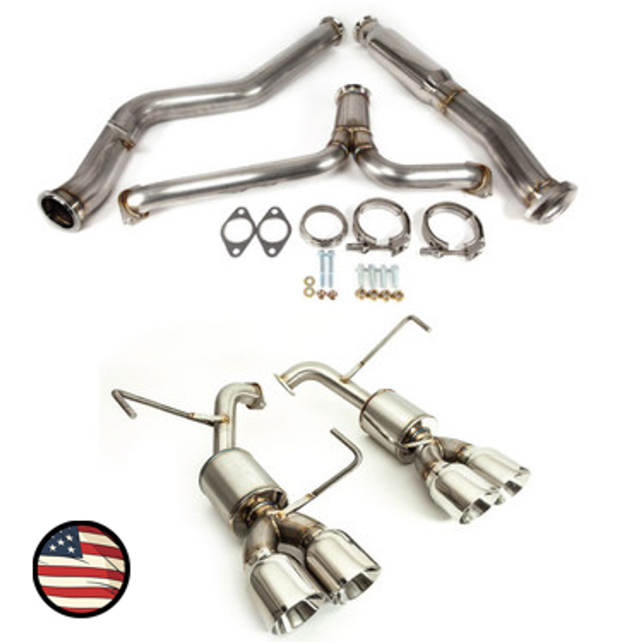 Nameless Catback Exhaust - 5" Muffler - 4" Double Wall Tips - 2015-2021 WRX, 2015-2018 STi