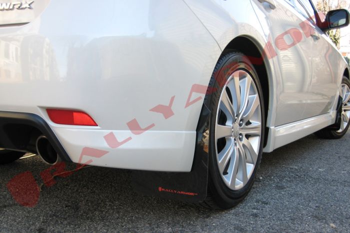 RALLY ARMOR UR MUDFLAPS - BLACK/RED LOGO - 08-11 IMPREZA, 08-10 WRX