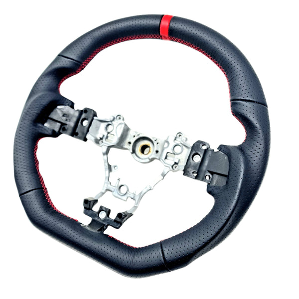 SSC PERFORATED BLACK LEATHER STEERING WHEEL WITH RED STITCHING  - 2015-2021 WRX/STI