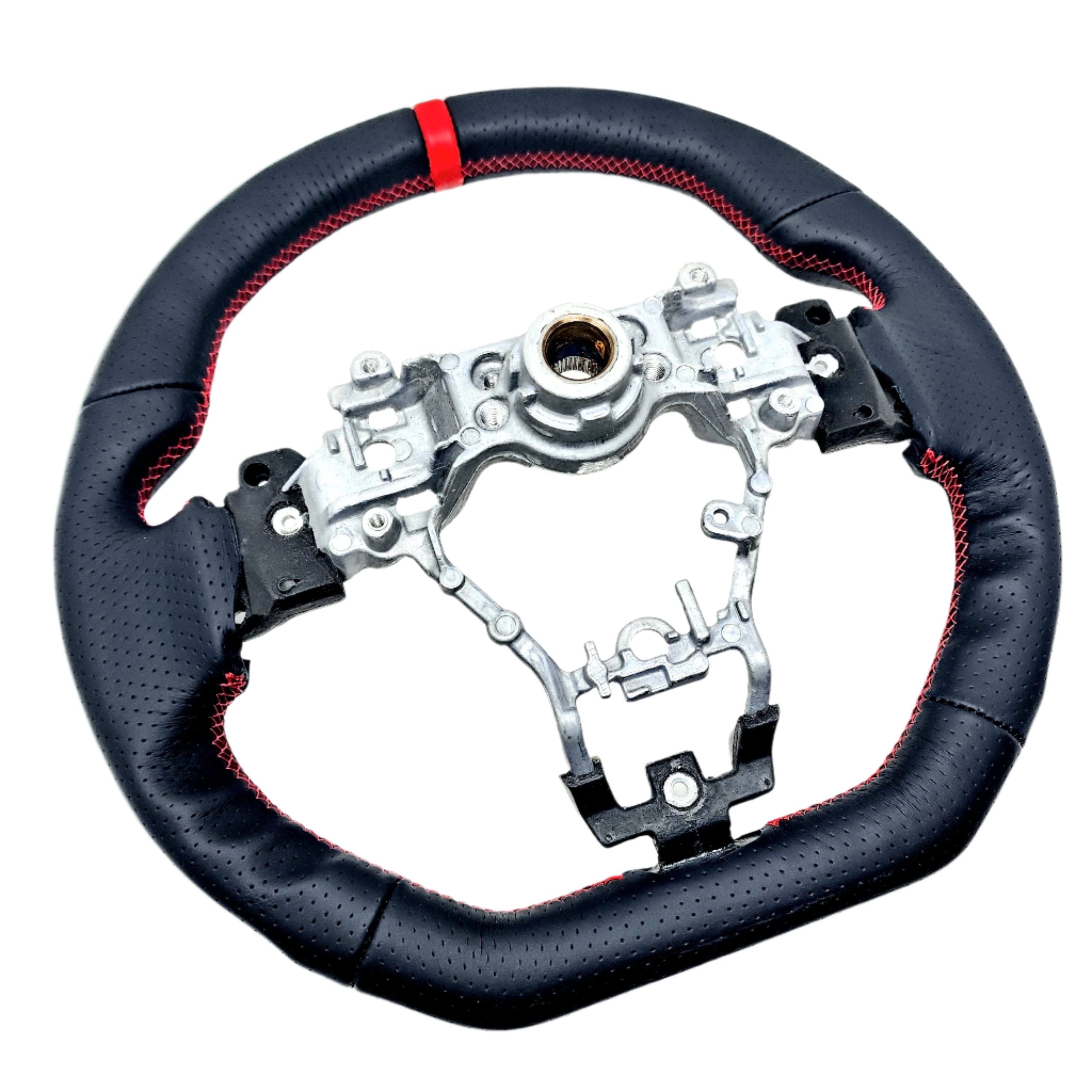 SSC PERFORATED BLACK LEATHER STEERING WHEEL WITH RED STITCHING  - 2015-2021 WRX/STI