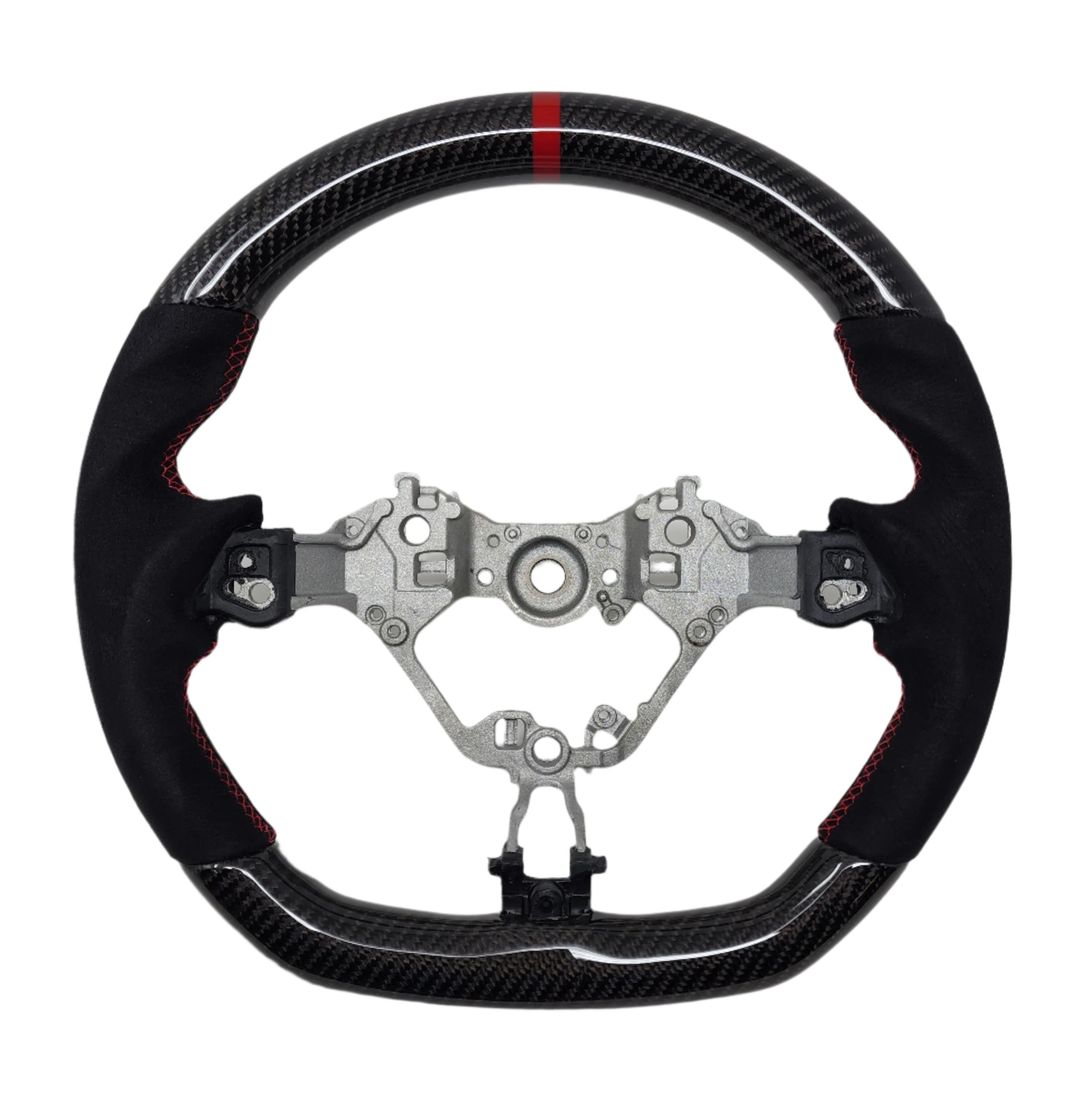 SSC BLACK ALCANTARA/CARBON FIBER STEERING WHEEL WITH RED STITCHING  - 17-21 BRZ, 2022+ BRZ