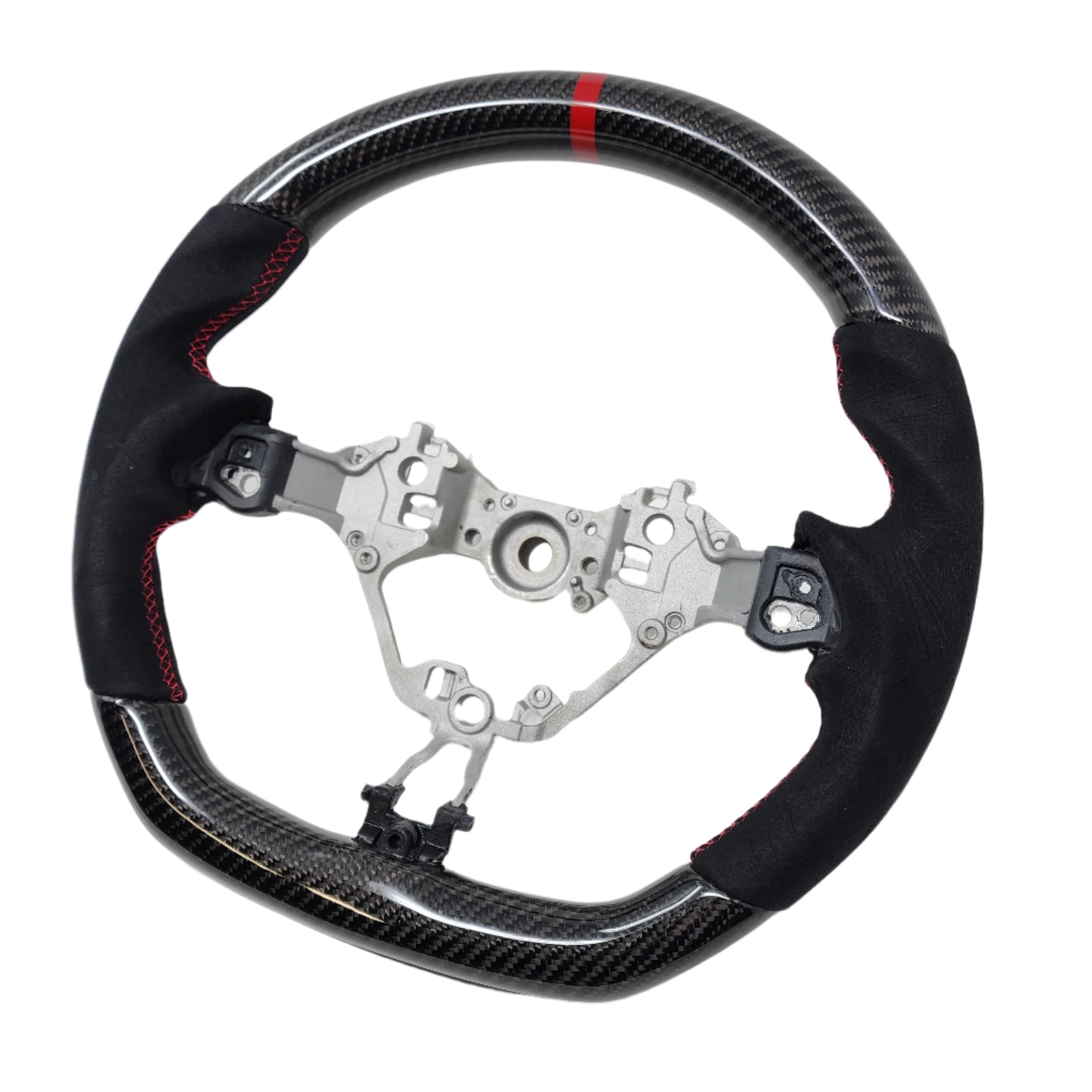 SSC BLACK ALCANTARA/CARBON FIBER STEERING WHEEL WITH RED STITCHING  - 17-21 BRZ, 2022+ BRZ