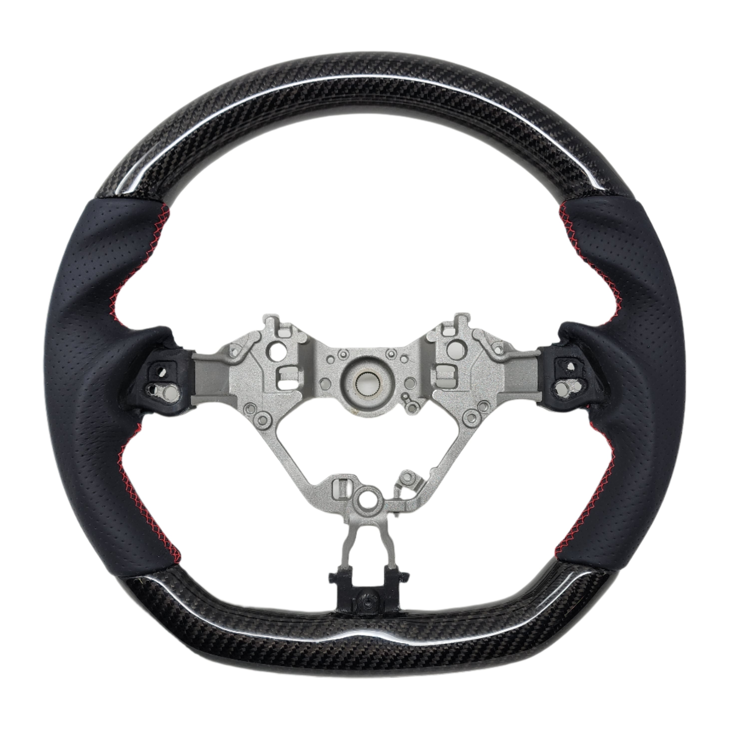 SSC BLACK LEATHER/CARBON FIBER STEERING WHEEL WITH RED STITCHING  - 17-21 BRZ, 2022+ BRZ