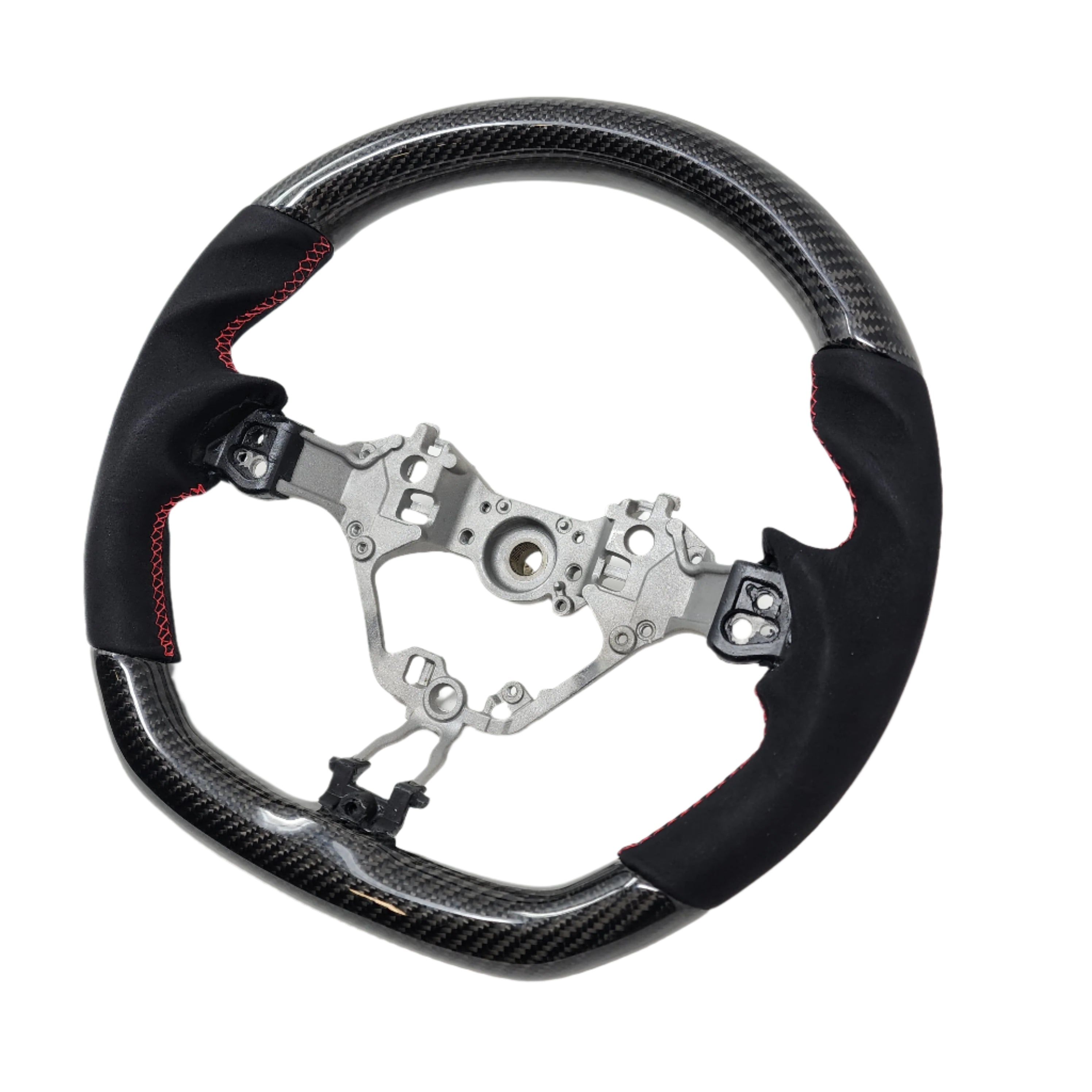 SSC BLACK ALCANTARA/CARBON FIBER STEERING WHEEL WITH RED STITCHING  - 17-21 BRZ, 2022+ BRZ