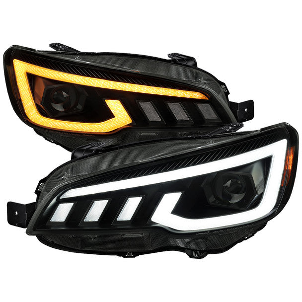 Spec-D Projector Headlights Sequential LED Switchback DRL - 15-21 WRX/STI w/ Halogen Headlight