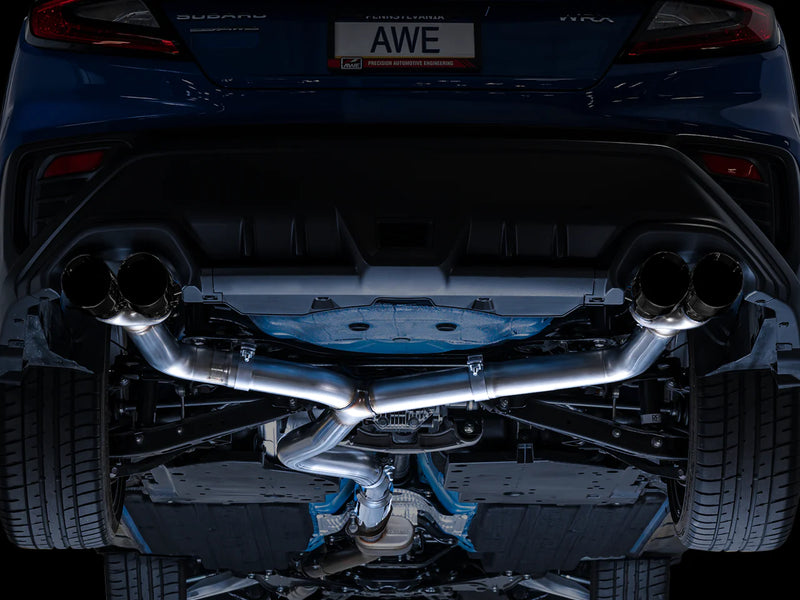 AWE Tuning Track Edition Exhaust - Diamond Black Tips - 2022+ WRX