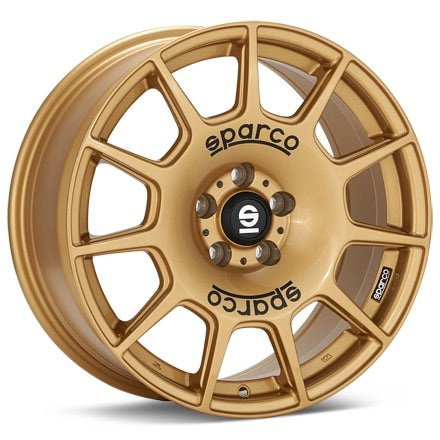 OZ SPARCO TERRA 17 X 7.5 +48 5 X 100 CB63.4 GOLD + BLACK LETTERING