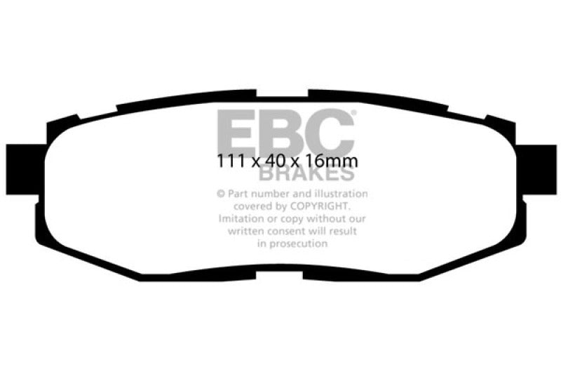 EBC Yellowstuff Rear Brake Pads - 2022+ WRX MT w/o Eyesight,  13-21 BRZ