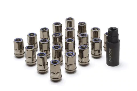 Wheel Mate Muteki HR38 Open End Lug Nuts 12x1.25 Titanium Chrome / Blue Ring