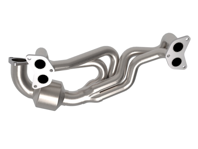 aFe Twisted Steel 304 Stainless Steel Header w/ Cat - 13-19 Outback H4-2.4L, 13-19 Legacy H4-2.4L