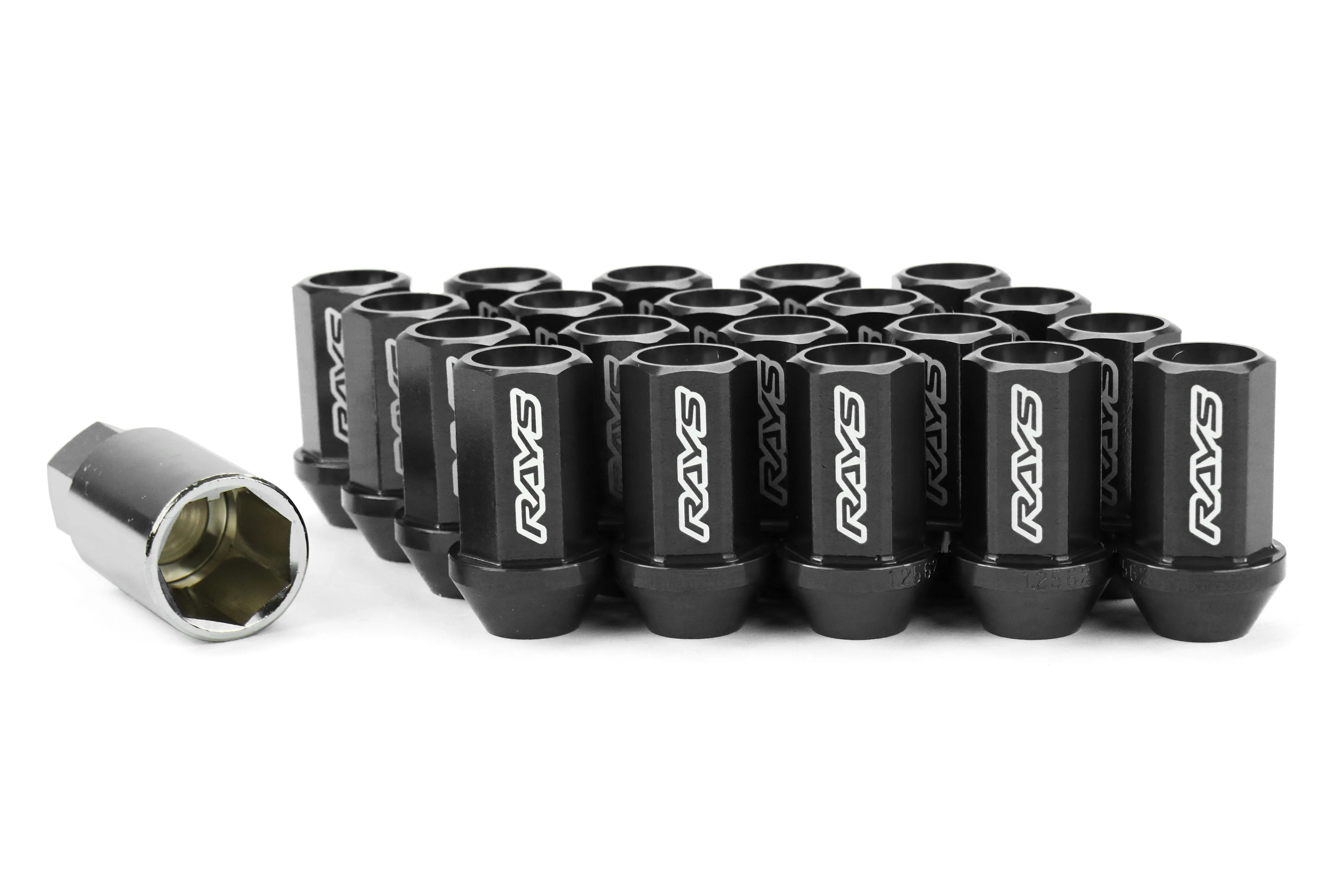 Rays Dura-Nut L42 Straight Type 12X1.25 Lug Nut Set 16 Lug 4 Lock Set - Black