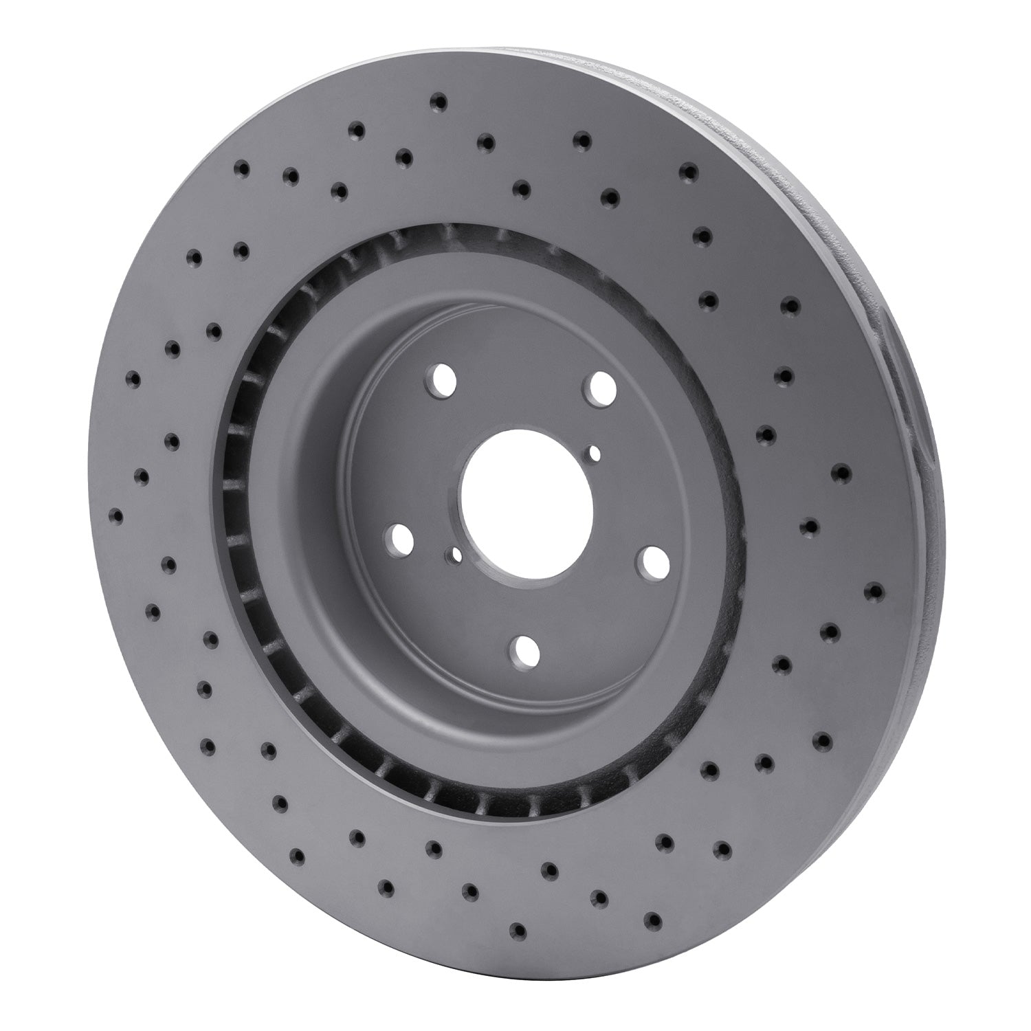Dynamic Friction GEOSPEC Coated Front Rotor - Drilled - 18-21 STI, 2024+ WRX TR/RS w/ Brembos