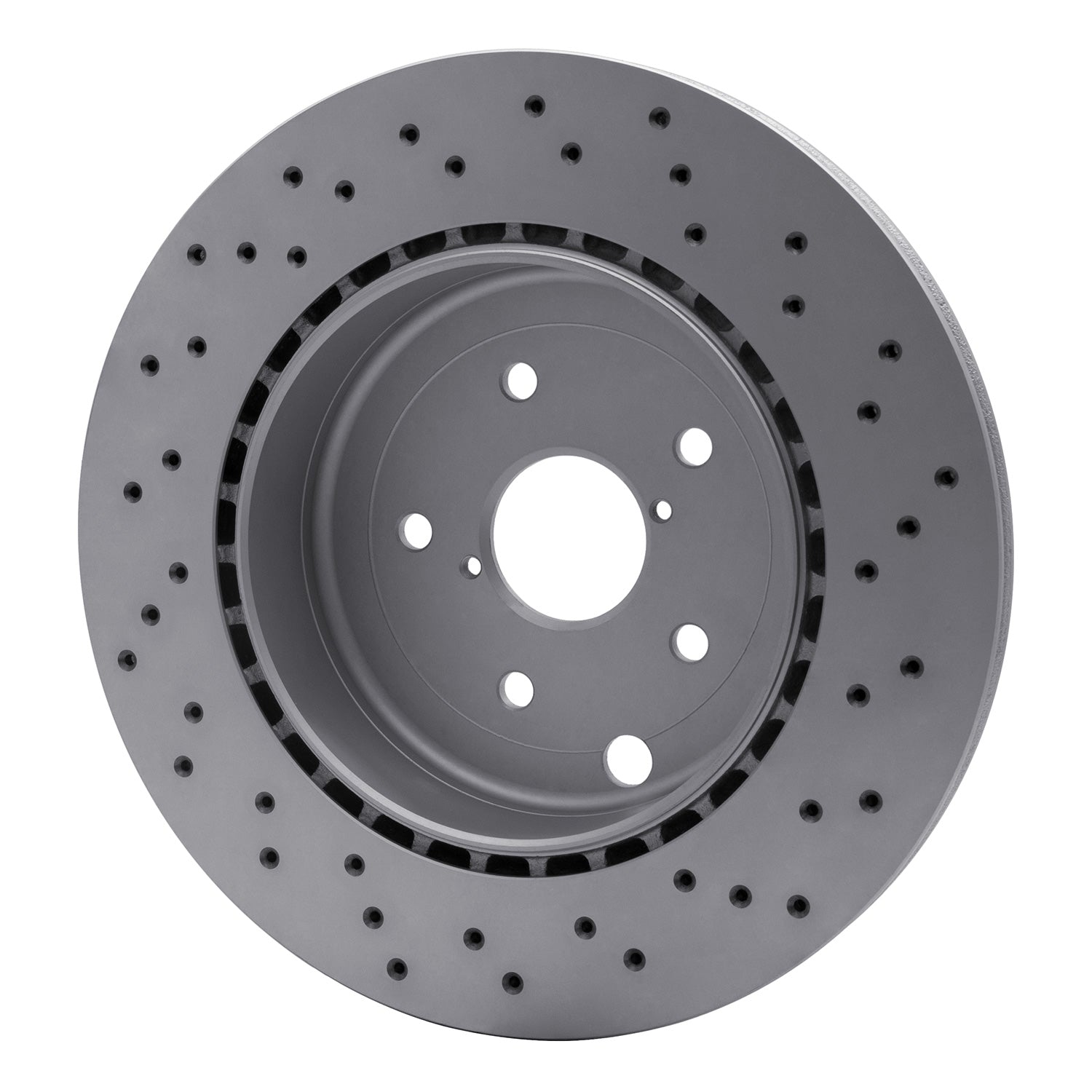 Dynamic Friction GEOSPEC Coated Rear Rotor - Drilled - 18-21 STI, 2024+ WRX TR/RS w/ Brembos