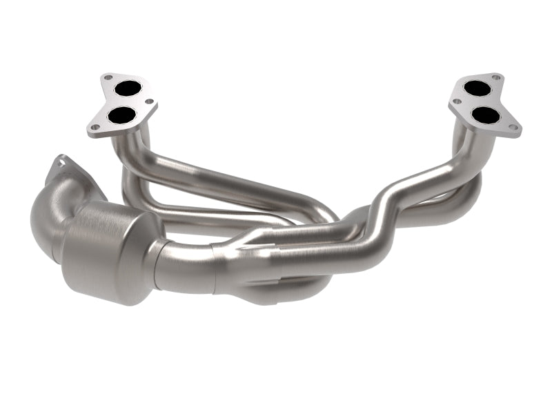 aFe Twisted Steel 304 Stainless Steel Header w/ Cat - 13-19 Outback H4-2.4L, 13-19 Legacy H4-2.4L