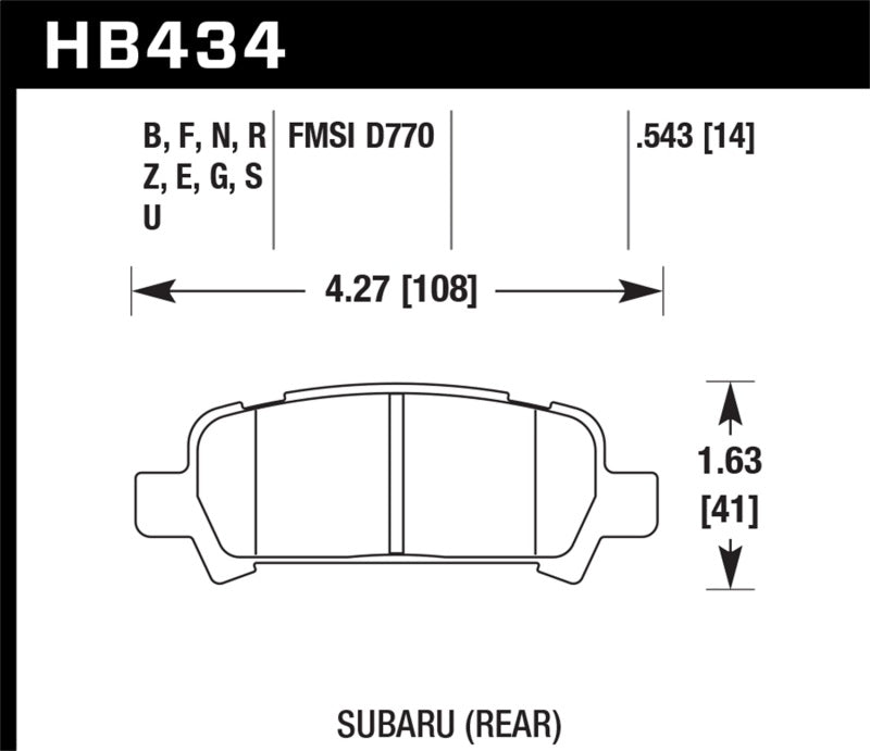 Hawk HPS 5.0 Rear Brake Pads-  2002-2003 WRX, 2005-2009 LGT