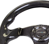 NRG Carbon Fiber Steering Wheel 320mm Flat Bottom Shiny Black Universal