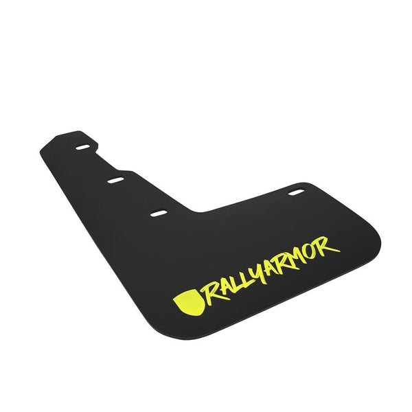 RALLY ARMOR UR MUDFLAPS - NEW ERA - BLACK/NEON YELLOW LOGO - 2015-2021 WRX, 2015-2021 STI