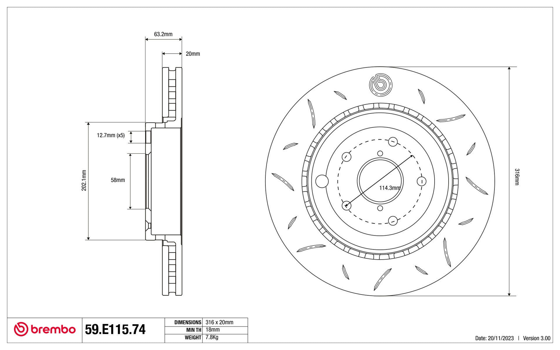 Brembo TY3 Sport Disc Single Rotor - REAR - 08-17 STI