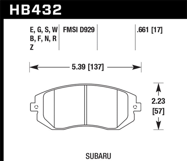 Hawk Performance Ceramic Brake Pad Set - Front - 03-05 WRX, 08-10 WRX, 04-10 FXT