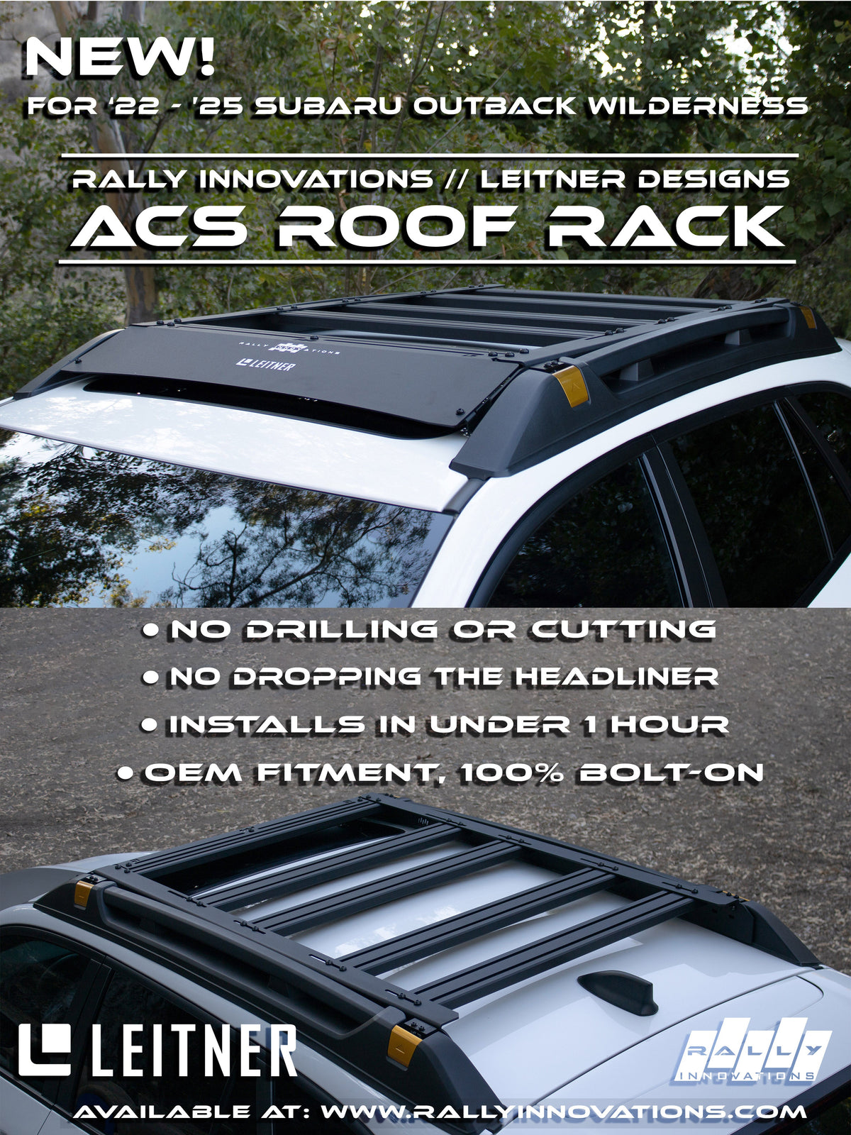 Rally Innovations x Leitner Designs ACS Platform Roof Rack - 2022-2025 Subaru Outback Wilderness