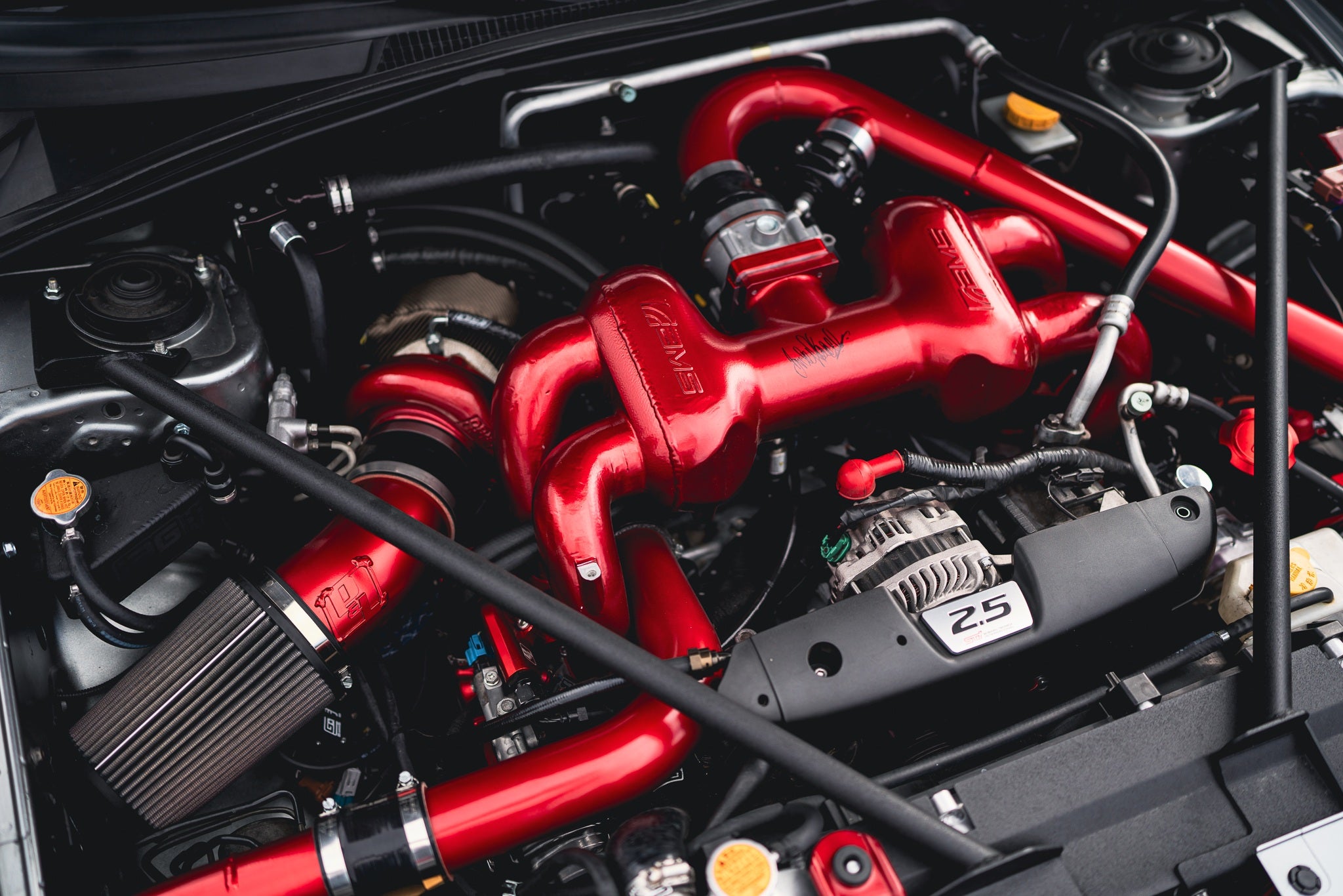 AMS EJ25 Intake Manifold - Reverse Rotation - RED - 2002-2014 WRX, 2004-2021, 04-08 FXT