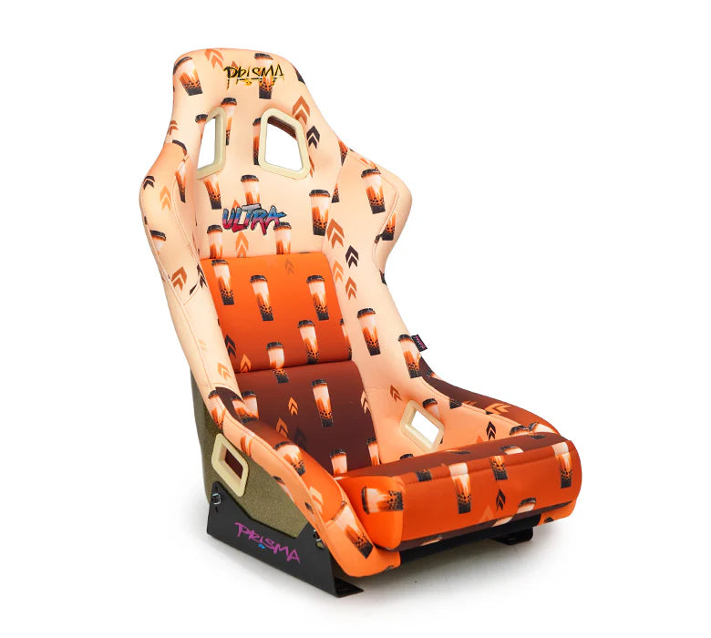 NRG FRP Bucket Seat PRISMA Boba Edition Vegan Matl. w/ Phone Pkt. - Gold Pearl Back - Medium