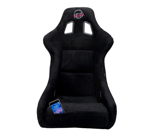 NRG FRP Bucket Seat PRISMA Edition w/Pearlized Back Black Alcantara - X Large