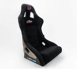 NRG FRP Bucket Seat PRISMA Edition w/ Pearlized Back Black Alcantara Ultra Embroidery - X Large