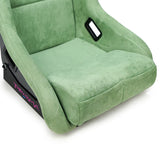 NRG FRP Bucket Seat PRISMA Edition W/ Pearlized Back Olive Alcantara - Large