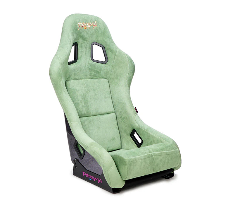 NRG FRP Bucket Seat PRISMA Edition W/ Pearlized Back Olive Alcantara - Large