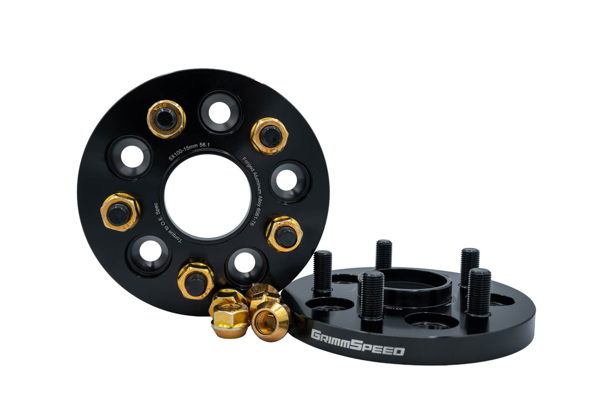 GrimmSpeed Hub-Centric Wheel Spacers - Pair - 15mm 5x100 Black - 2002-2014 WRX, 2004 STI - 3