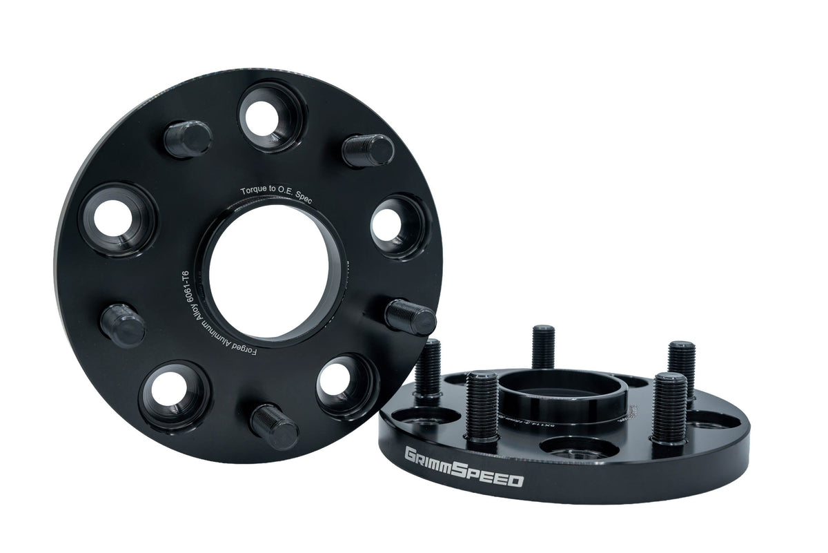 GrimmSpeed Hub-Centric Wheel Spacers - Pair - 15mm 5x114.3 Black - 2005-2021 STI, 2015+ WRX - 1