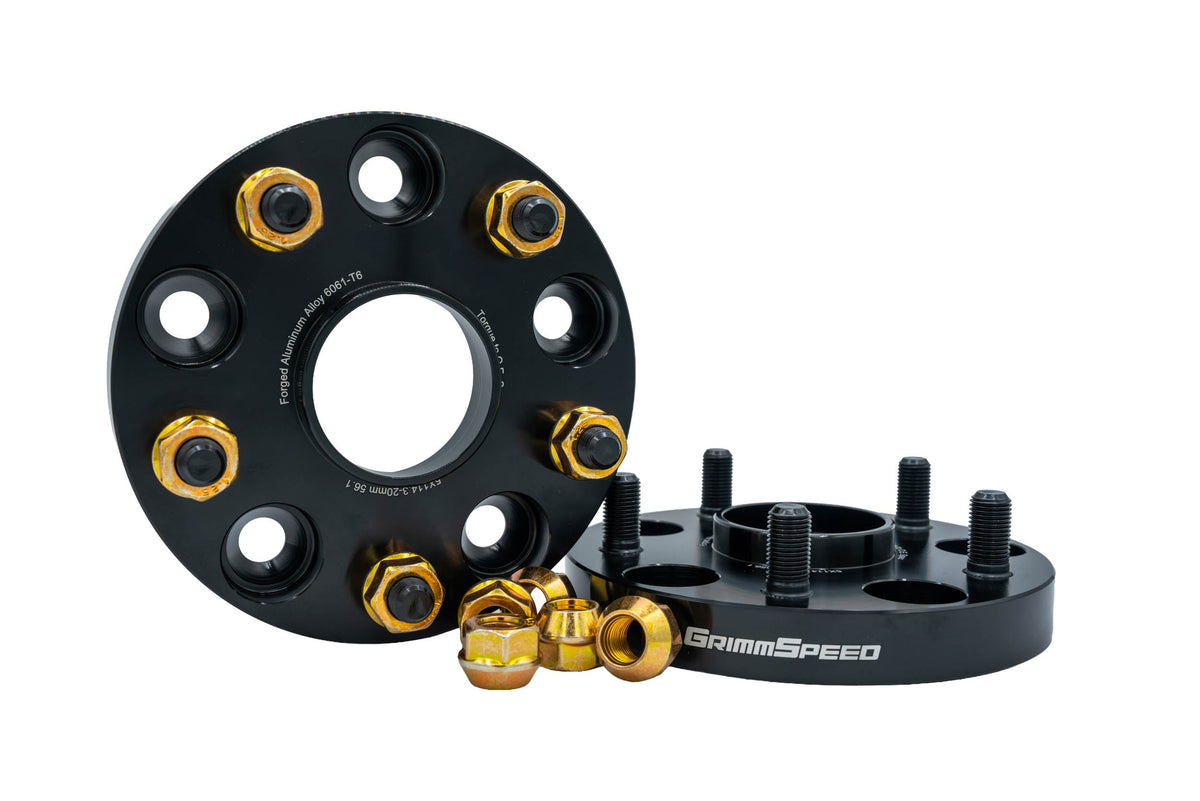 GrimmSpeed Hub-Centric Wheel Spacers - Pair - 20mm 5x114.3 Black - 2005-2021 STI, 2015+ WRX - 4