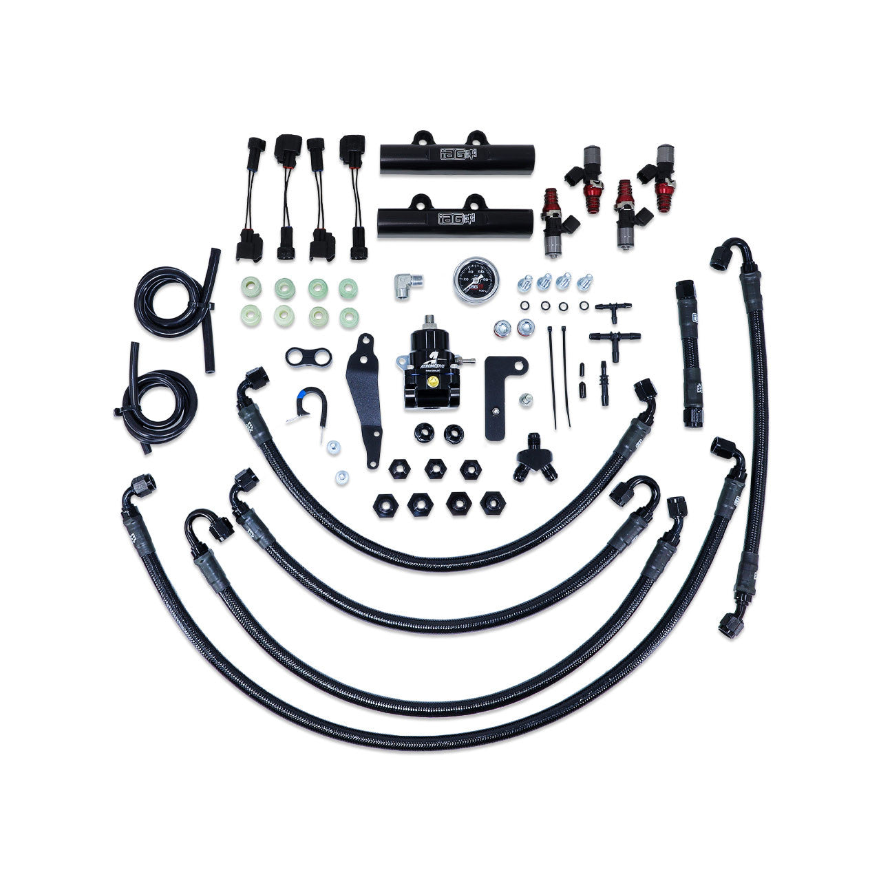 IAG PTFE Fuel System Kit w/ ID Injectors, Aeromotive FPR, IAG Fuel Rails - 08-14 WRX, 08-21 STI