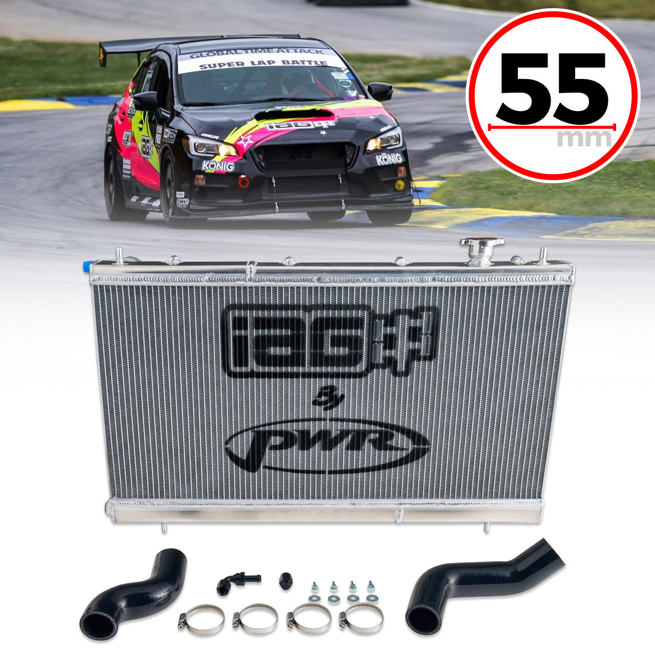 IAG Triple Pass Competition Series 55mm Radiator - 2008-14 Subaru WRX, 08-21 STI